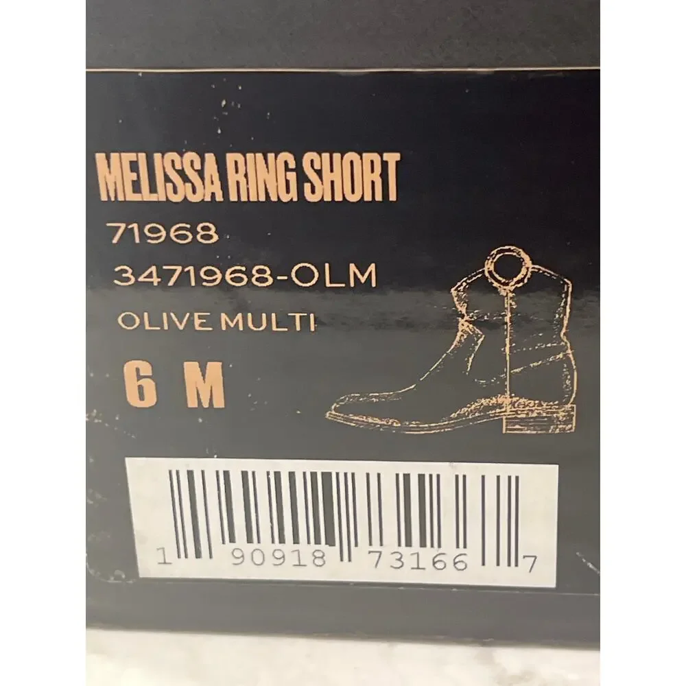 NWT Frye Women’s Snake Print Melissa Pull On Ring Short Ankle Boots Size 6 Olive